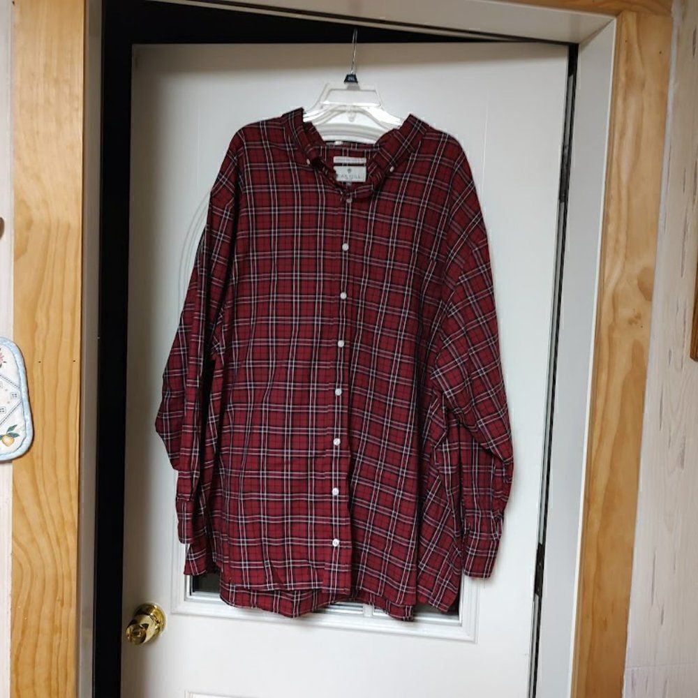 Oak Hill Red Plaid Long Sleeve Button Down Shirt Size Men's 4XL